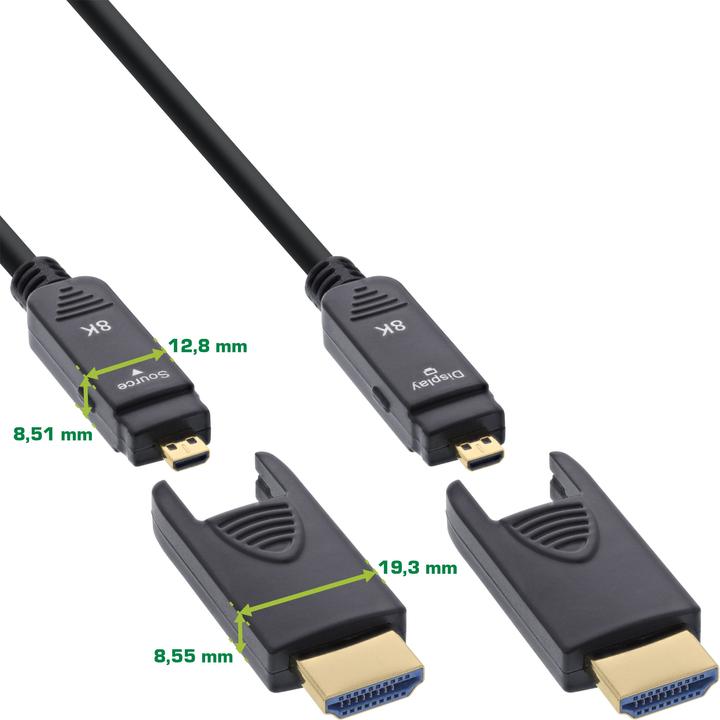 Produktbild InLine HDMI AOC Kabel, Ultra High Speed HDMI Kabel, 8K4K, schwarz, 10m (80 m, HDMI, 2.1)