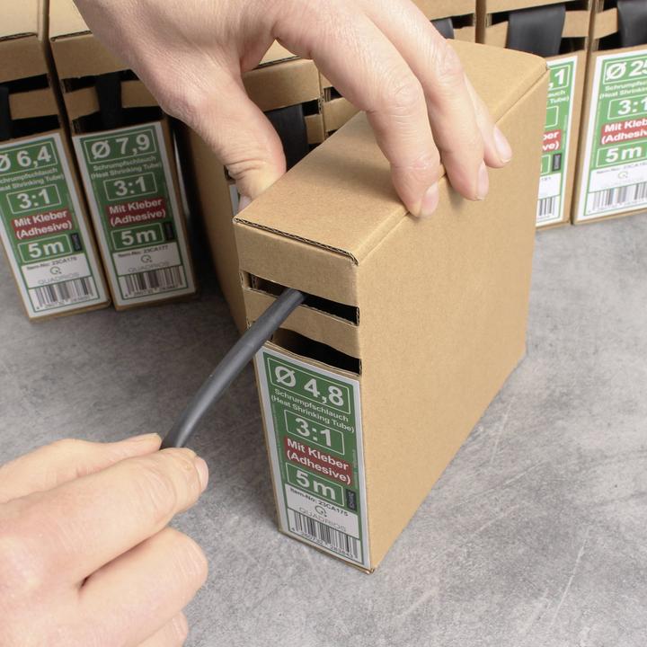 Actual product image Quadrios 23CA174 Heat shrink tubing with adhesive black Shrink ratio:3:1 10 m (10x)