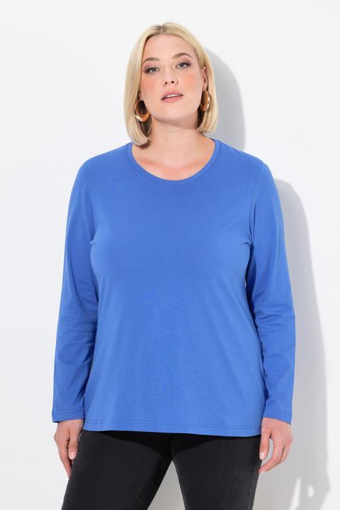 Actual product image Ulla Popken Basic Round Neck Long Sleeve Slim Fit Cotton Tee (58)
