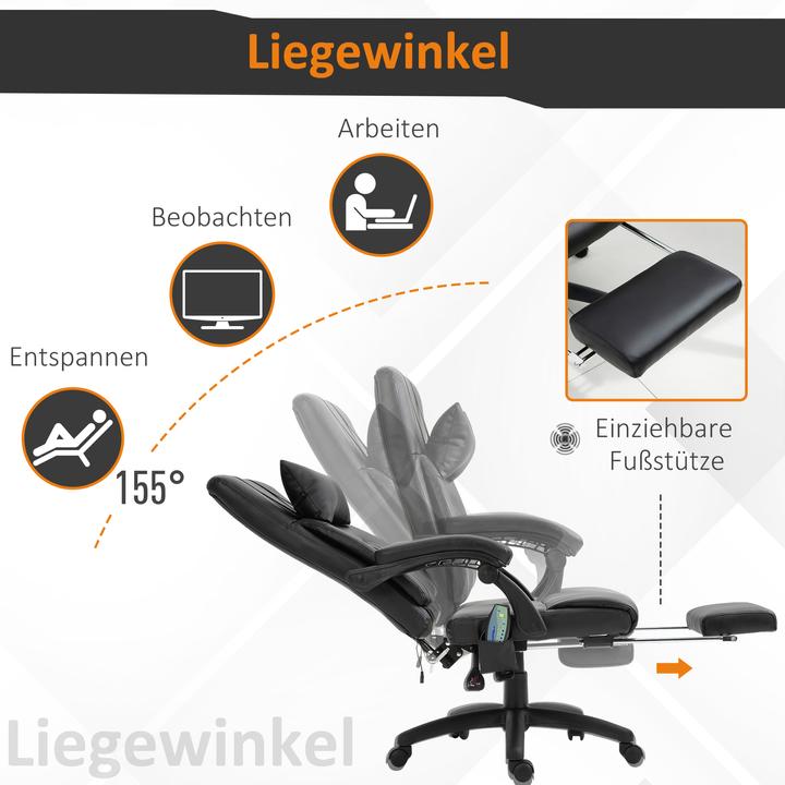 Produktbild Vinsetto Bürostuhl Massagesessel, zeitgenössisches Design, nüchtern und elegant