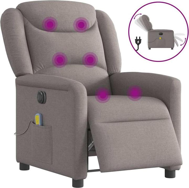Immagine prodotto VidaXL Poltrona massaggiante elettrica in tessuto color tortora