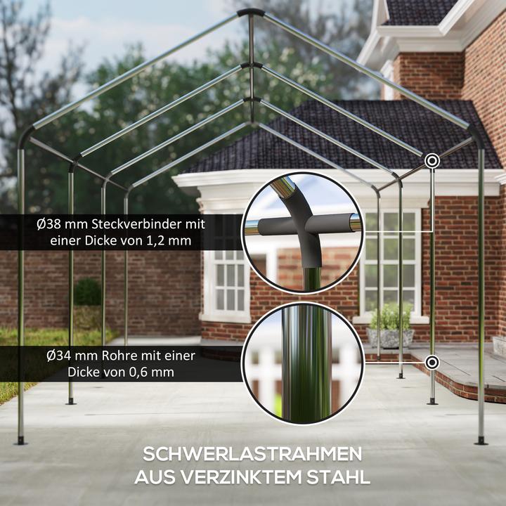 Actual product image Outsunny Carport Stahl, Polyester Grün