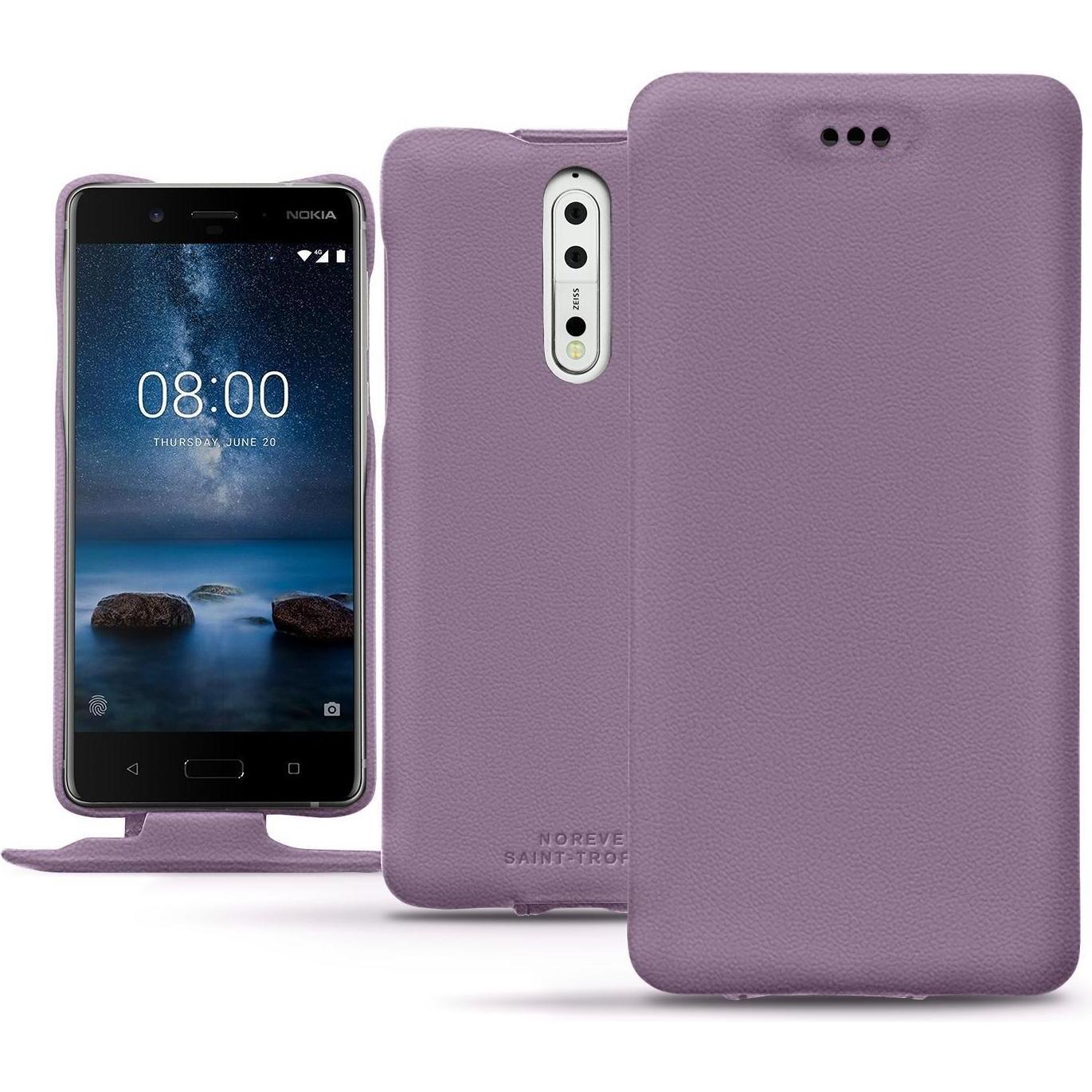 Noreve Lederschutzhülle vertikal (Nokia 8), Smartphone Hülle, Violett