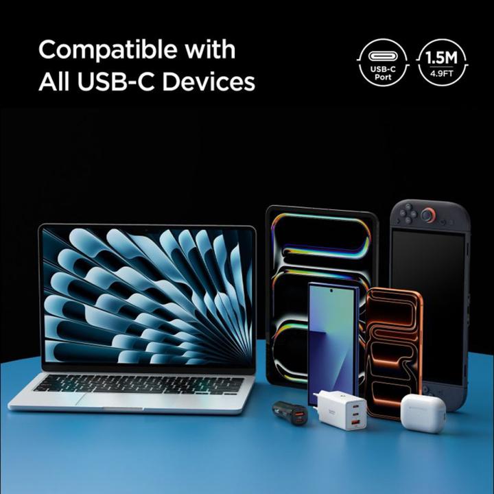 Actual product image Spigen Essential USB C to USB C 100W Cable black EB10010CC (1 m, USB 3.2 Gen 1, 100 W)