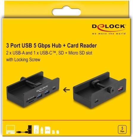 Image du produit Delock Hub externe USB 5 Gbps avec 2 x USB type A, 1 x USB Ty (USB-A, 4 ports)