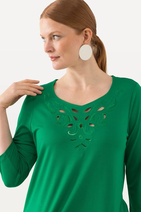 Produktbild Ulla Popken Shirt, Stickerei, Classic, Herzausschnitt, 3/4-Arm (42, 44)