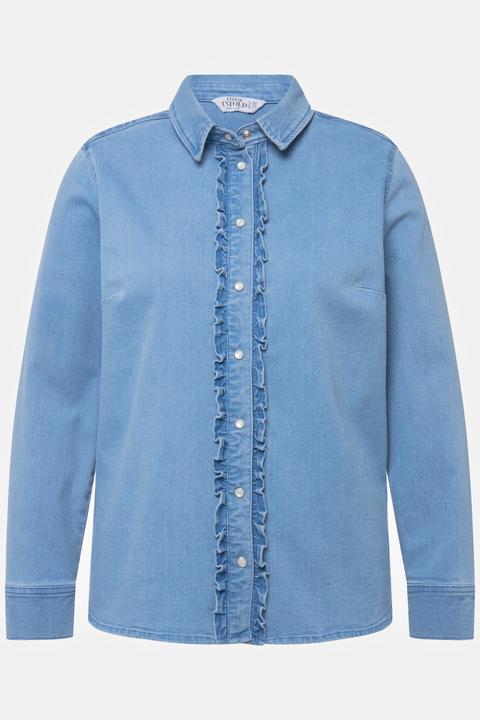Actual product image Studio Untold Long Sleeve Ruffled Denim Button Down (50, 52)