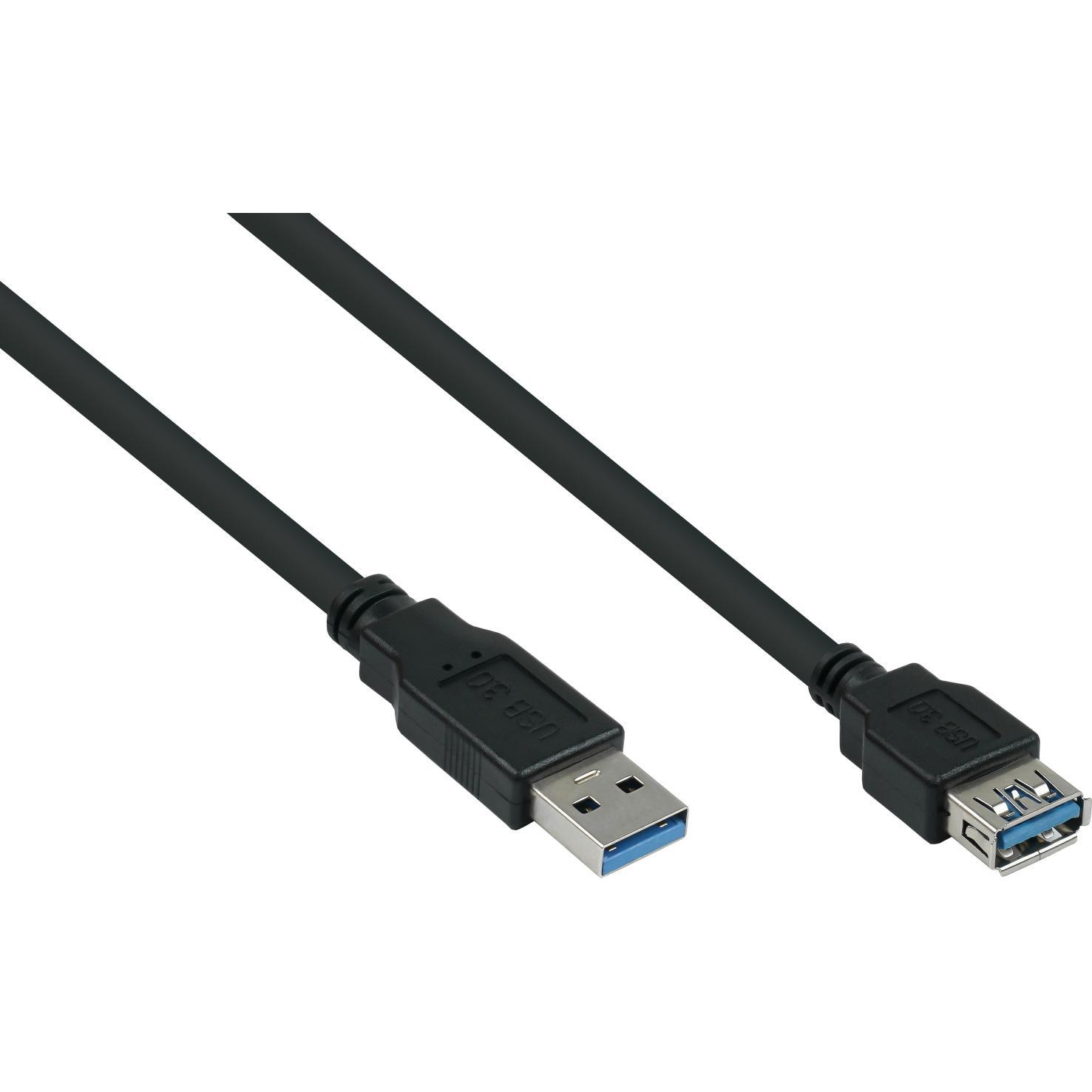 Good Connections Kabelmeister USB 3.0 an USB-A CU 5m schwarz (5 m, USB 3.2 Gen 1), USB Kabel