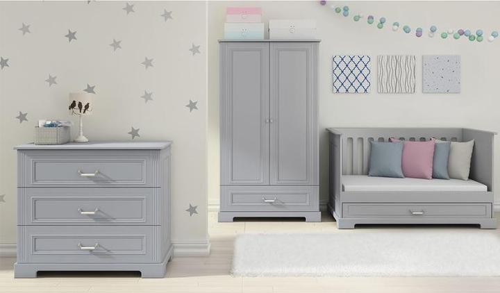 Petits-Meubles Complete bedroom with convertible bed 70x140, changing chest and 2-door wardrobe Bellamy Ines Gris (70 x 140 cm)