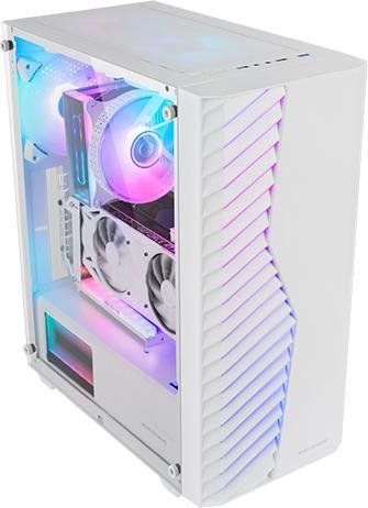 Mars Gaming Boitier Moyen Tour Atx Mc-Volt RGB Avec Panneau Vitré (Blanc) (mATX, ATX, Mini-ITX)
