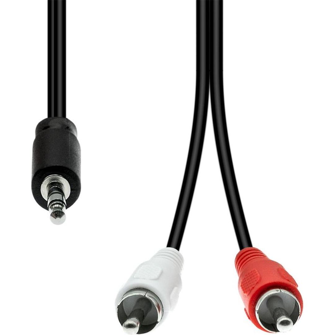 ProXtend Mini-Jack 3-Pin to 2 x RCA Cable M-M Black 5M (5 m), Audio Kabel