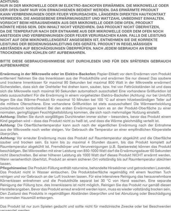 Nutritional values and ingredients Warmies Sheep (32 cm)