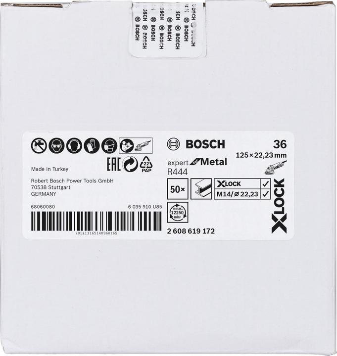 Produktbild Bosch Professional Zubehör X-LOCK Fiberschleifscheibe, Ø125 mm, K 36, R444, Expert for Metal, 1 Stück (36)