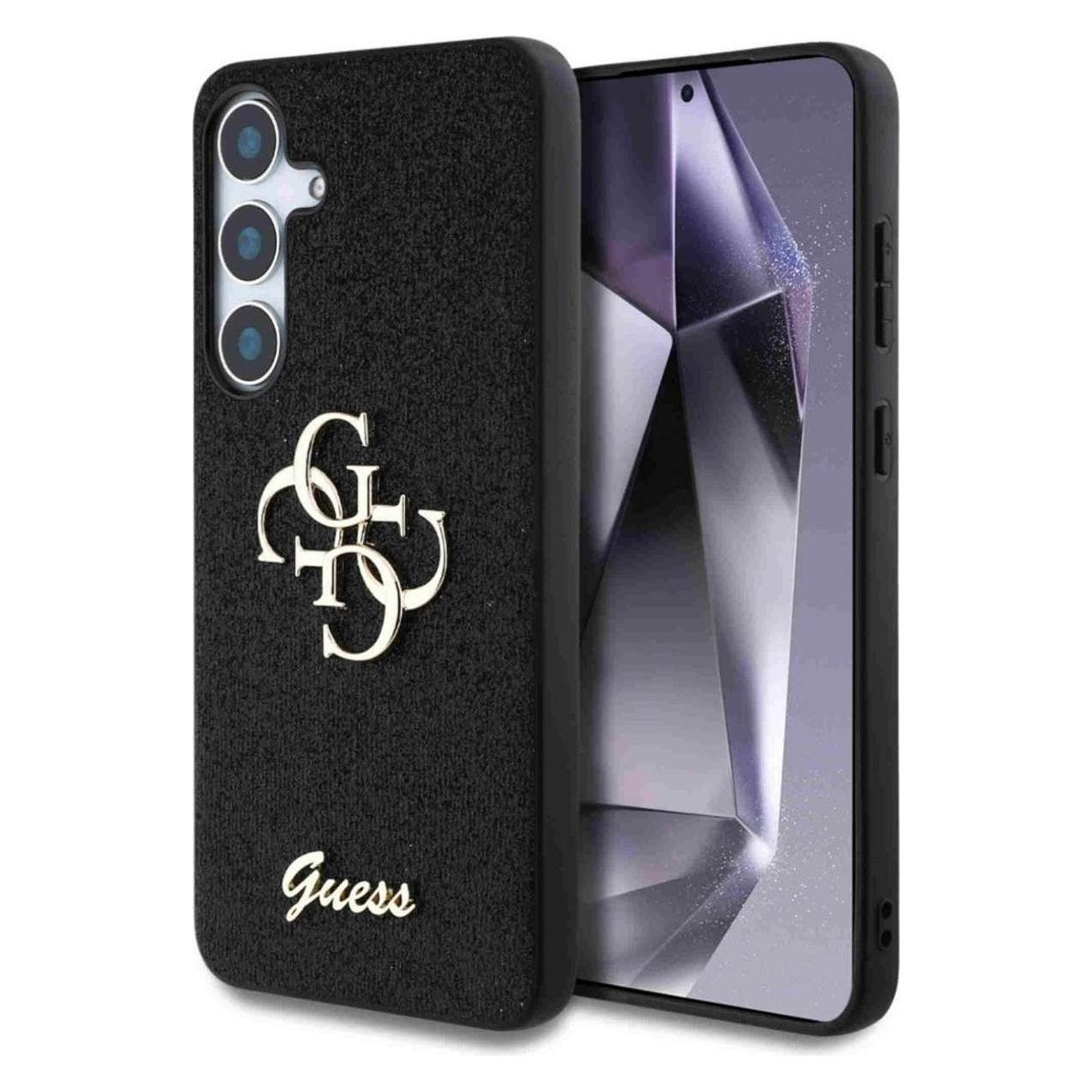 Guess Etui Fixed Glitter Big 4G Metal Logo Do Samsung Galaxy S25 Plus Czarny (Samsung Galaxy S25, Samsung Galaxy S25+), Smartphone Hülle, Schwarz