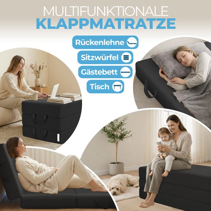 Produktbild Bestschlaf Klappmatratze, 3-teilige Faltmatratze, Reisebett, Gästematratze (Schaumstoffkern, 120 x 195 cm)