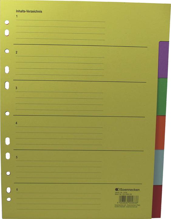 Soennecken Ordnerregister Verwendung für Papierformat: DIN A4 Ausführung der Tabe: blanko