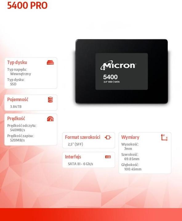 Image du produit Micron 5400 PRO SATA SSD (3840 Go, 2.5")