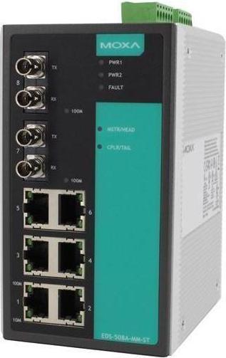 Produktbild Moxa EDS-508A-MM-ST - Verwalteter Ethernet-Switch mit 6 10100BaseT(X)-Ports, 2 100BaseFX-Multimode-Ports (8 Ports)