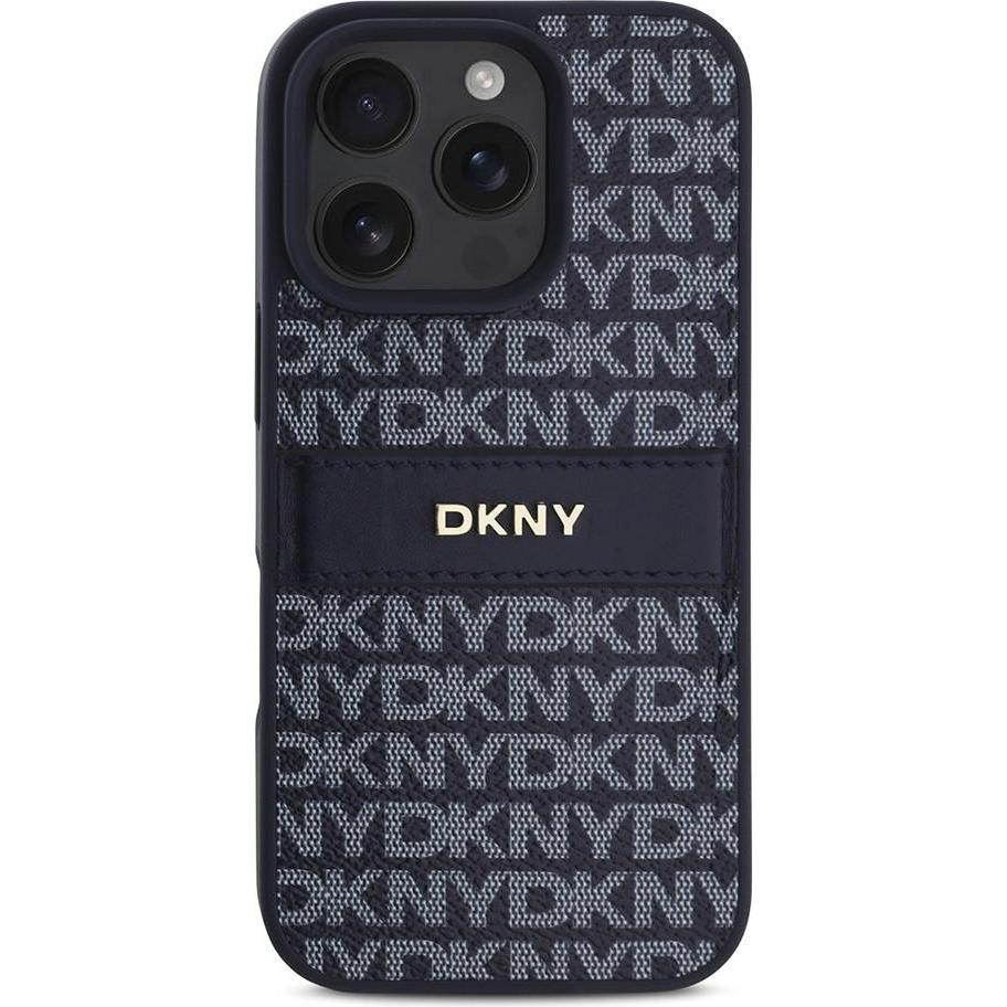 DKNY Repeat Pattern Tonal Stripe Backcover (Apple iPhone 16 Pro Max), Smartphone Hülle, Weiss