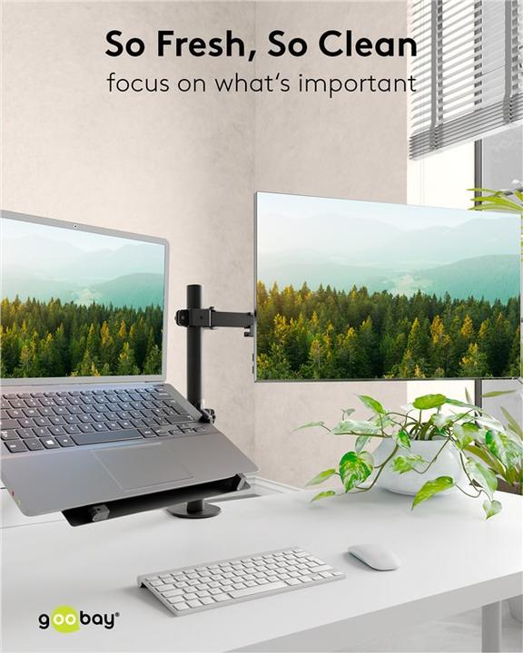 Image du produit Goobay Support d'ordinateur portable pour bras d'écran, noir (15.60", 4.50 kg)