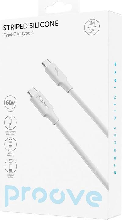 Actual product image Proove cable Striped Silicone USB-C - USB-C 1m 60W white (1 m, 60 W)