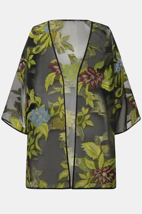 Actual product image Ulla Popken Floral Open Shape Chiffon Jacket (54)