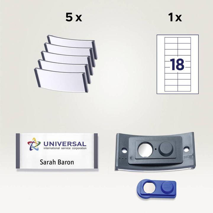 Actual product image Badgepoint POL30MA02-5DR Name badges, 65 x 30 mm, dark grey