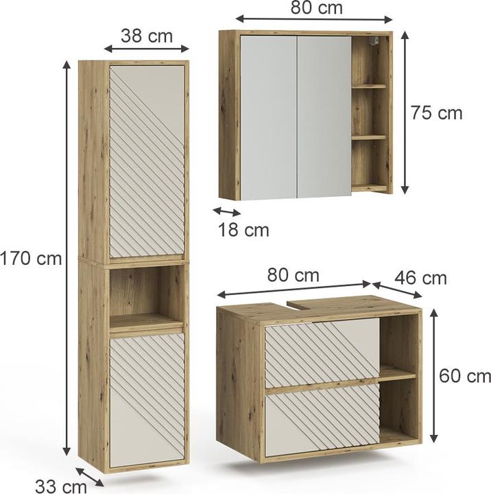 Produktbild Vicco Badmöbel-Set Viola, Artisan-Eiche,.3 Teile