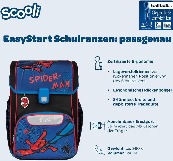 Actual product image Scooli EasyStart Schulranzen Set,5tlg Spider-Man (19 l)
