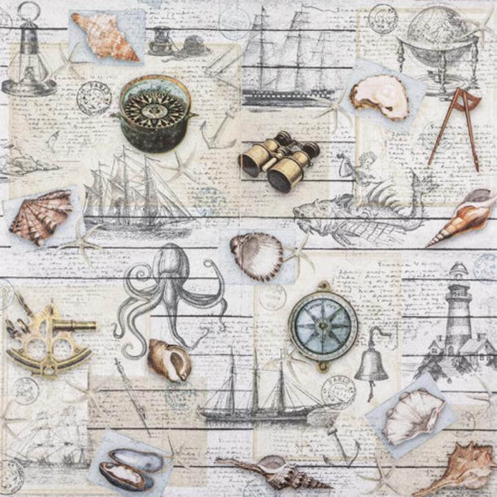 Produktbild Magni 20 Servietten Maritime Welt Vintage Muscheln Leuchtturm Meer Maritim Tischdeko Decoupage Serviettent (20 x, 33 x 33 cm)