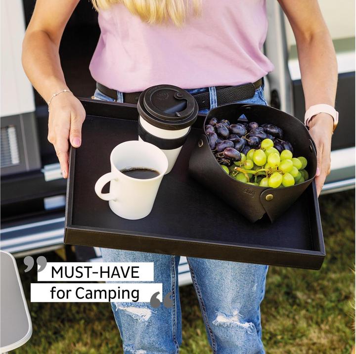 Produktbild Silwy Metall-Tablett im Leder-Look Schwarz