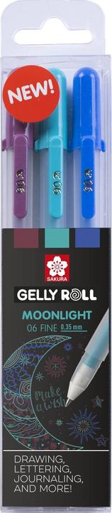 Sakura Gel-Tintenroller Gelly Roll Moonlight 06 "Galaxy" (Ultramarin, Blaugrün, Burgunderrot, 3 x)
