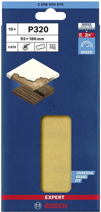 Actual product image Bosch Professional Zubehör EXPERT C470 Sandpaper with 8 holes for orbital sander, 93 x 186 mm, G 320, 10 pcs. (320)