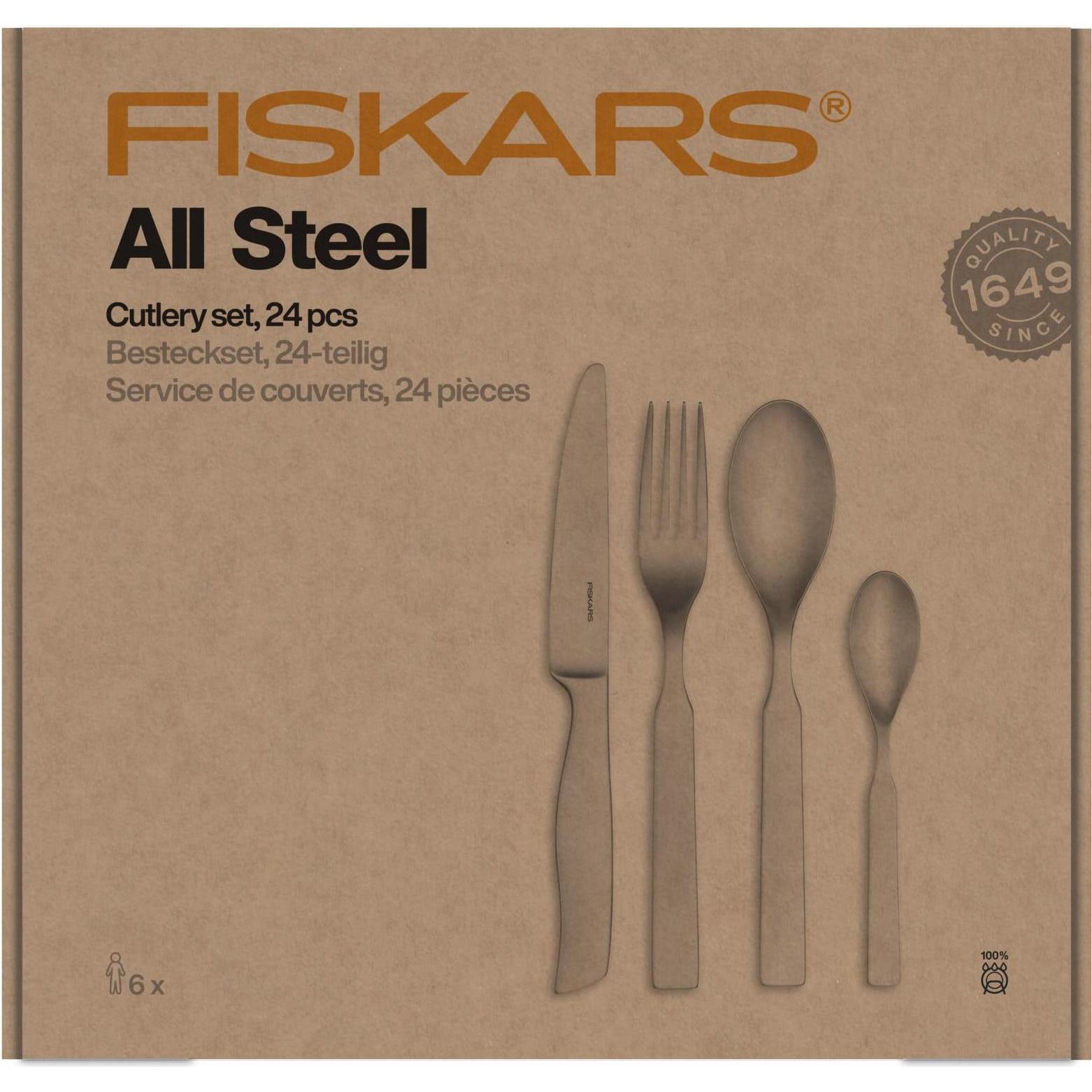 Fiskars FS. BESTECKSET 24-tlg. GANZ STAHL, Besteck