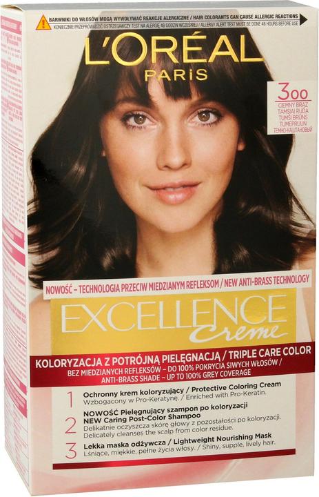 Actual product image L'Oréal Paris Loreal Excellence Cream Colour Cream 3 Dark Brown (3 Dark brown)