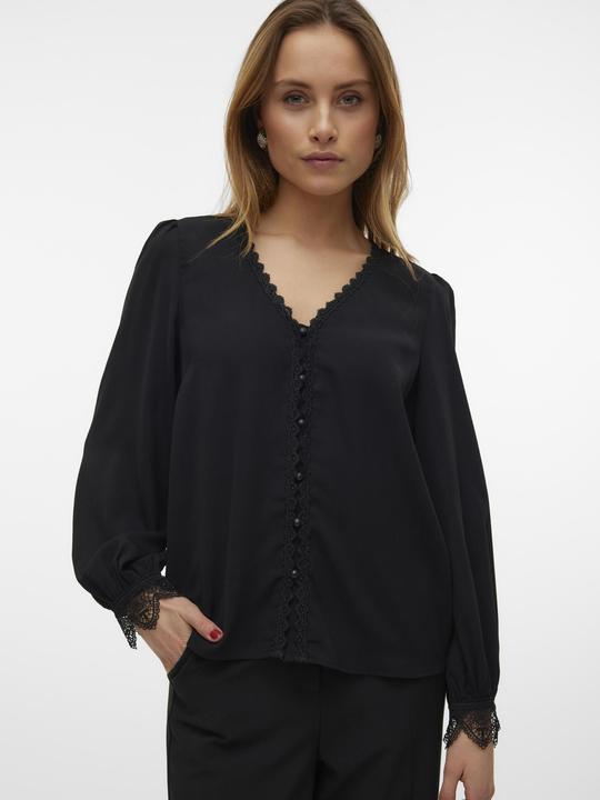 Image du produit Vero Moda Coupe normale Encolure en V Manches avec bouton Coupe volumineuse des bras Top Blouse (XS)