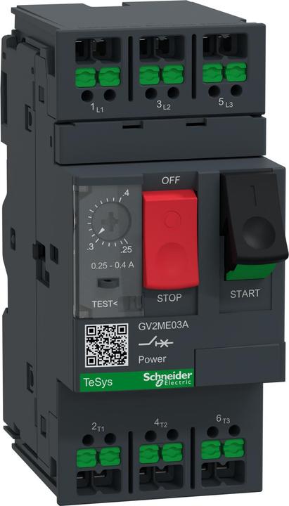 Actual product image Schneider Motorschutzschalter GV2ME03A 3p 0,25-0,4A Tasterbetätigung SnapIN