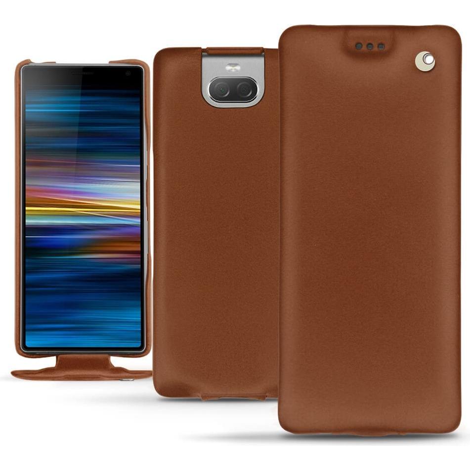 Noreve Lederschutzhülle vertikal (Sony Xperia 10), Smartphone Hülle, Braun