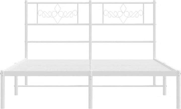 Produktbild vidaXL Bettgestell mit Kopfteil Metallbett Bett Doppelbett Weiss 140x200cm (140 x 200 cm)