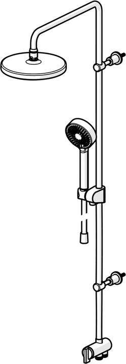 Hansa Sistema doccia Hansabasicjet, soffione 200 mm, rotondo, tubi flessibili a pressione, sporgenza