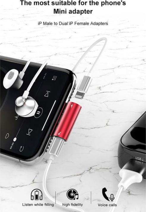 Actual product image PhoneLook Baseus adaptateur audio converter L46 double Lightning 2x (iPhone) (Transmitter & Receiver)