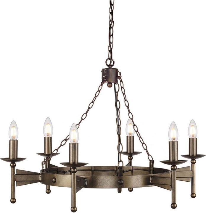 Image du produit Elstead Lighting Cromwell Lustre E14 6 branches vieux bronze, fabriqué au Royaume-Uni (81 cm)