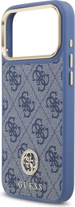 Produktbild Guess 4G Strass Logo & Big Strap Metal Buttons MagSafe case for iPhone 17 Pro Max blue (Apple iPhone 17 Pro Max)