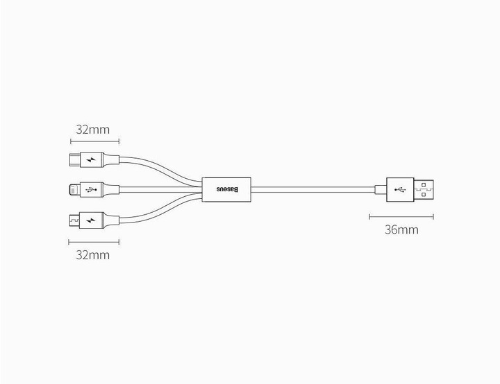 Actual product image Baseus 3 in 1 Multicharger USB-Cable (1.50 m, USB 2.0)