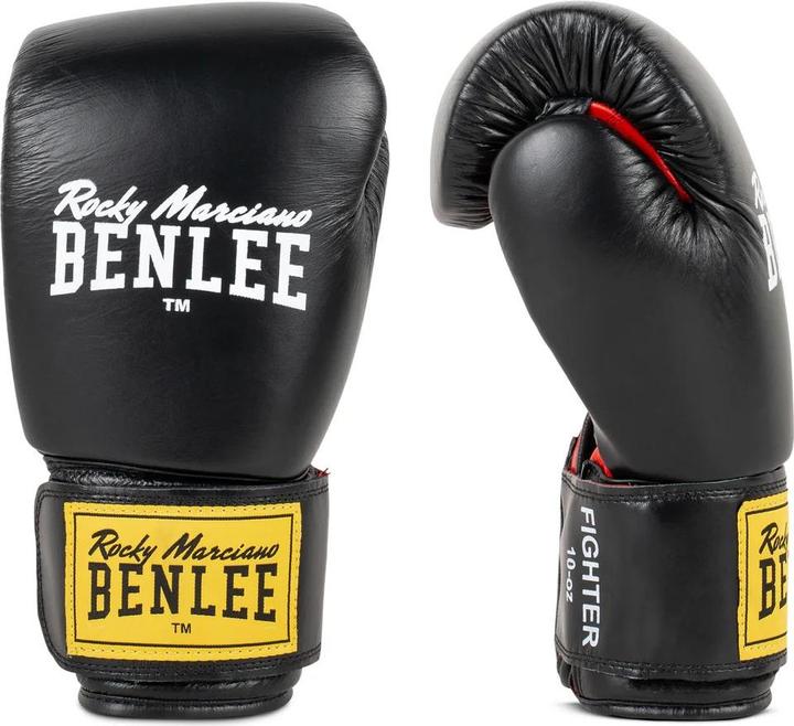 Image du produit Benlee Gants de boxe Fighter cuir noir (18 OZ, Taille unique)