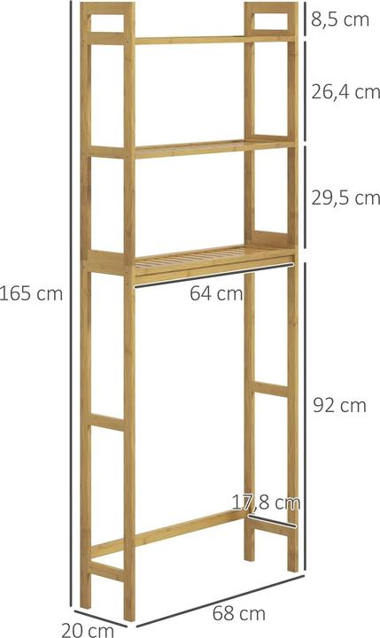 Produktbild Kleankin Badregal mit 3 Ebenen (68 x 20 x 165 cm)