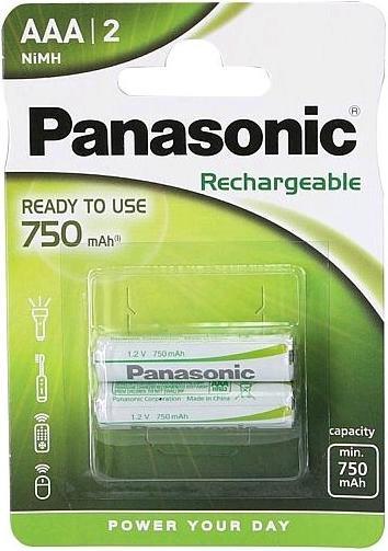 Image du produit Panasonic Rechargeable (2 pcs, AAA, 750 mAh)