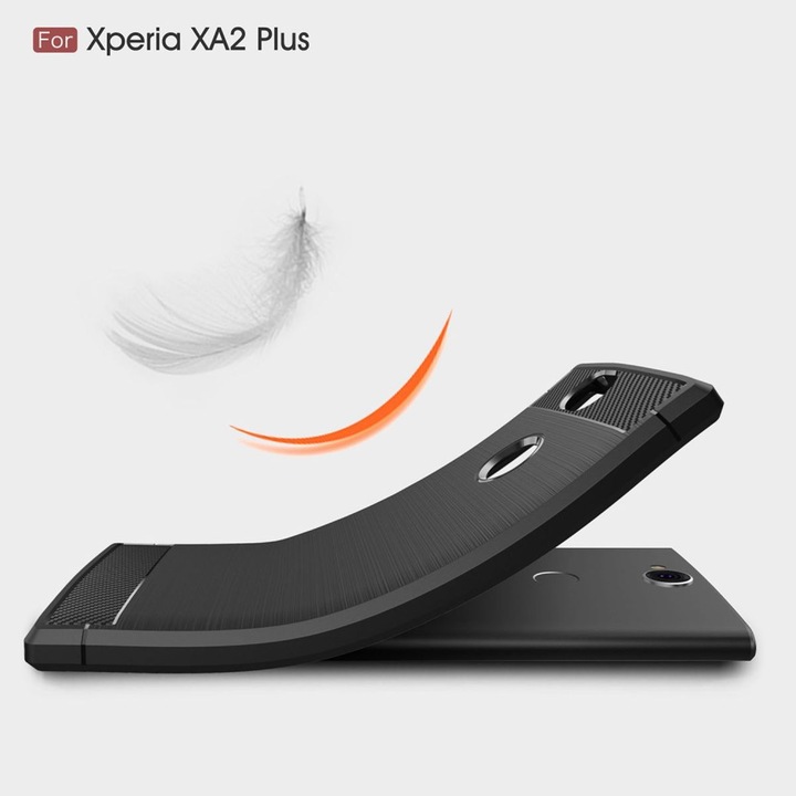 Produktbild König Design Hülle Handy Schutz für Sony Xperia XA2 Plus Case Cover Bumper Carbon Optik Grau (Xperia XA2 Plus)