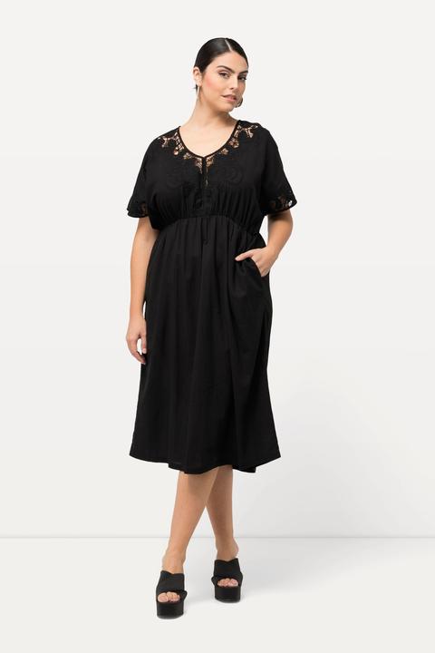 Immagine prodotto Ulla Popken Abito dal taglio oversize con ricami, scollo a V e mezze maniche (46, 48)