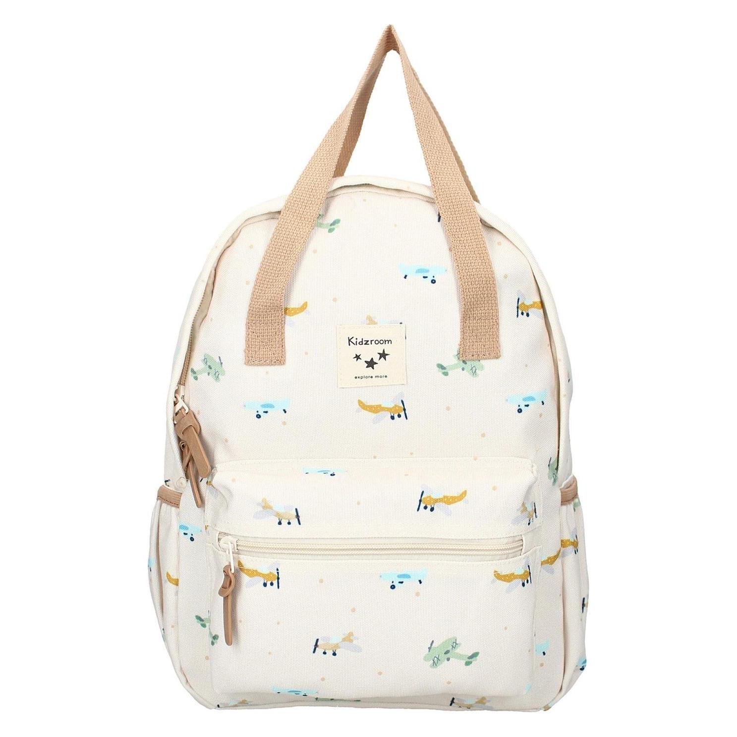 Kidzroom, Kleutertas, Lille Small Talk Rugzak - Beige - Vliegtuigen, Beige